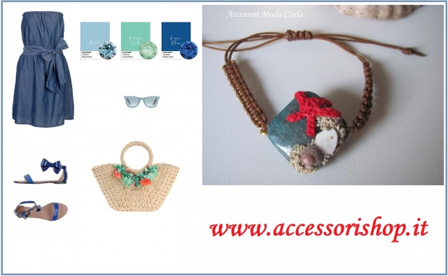 bracciale acquamarina e conchiglie